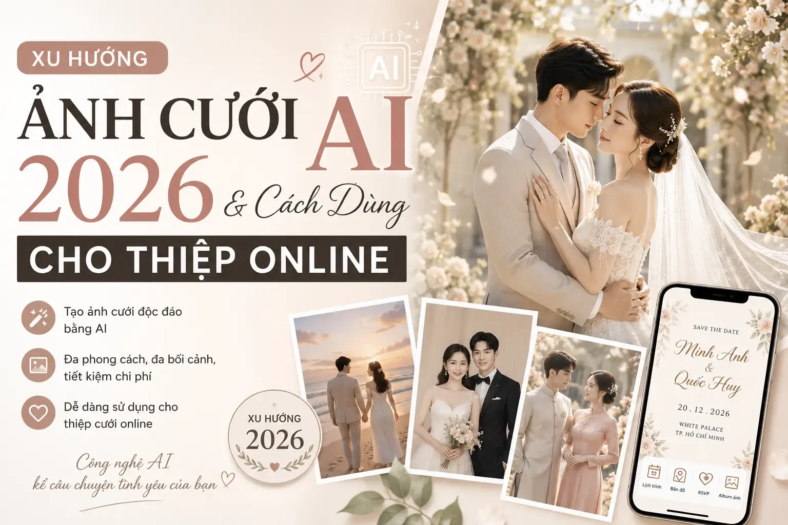 Xu Hướng Ảnh Cưới AI 2026 & Cách Dùng Cho Thiệp Online