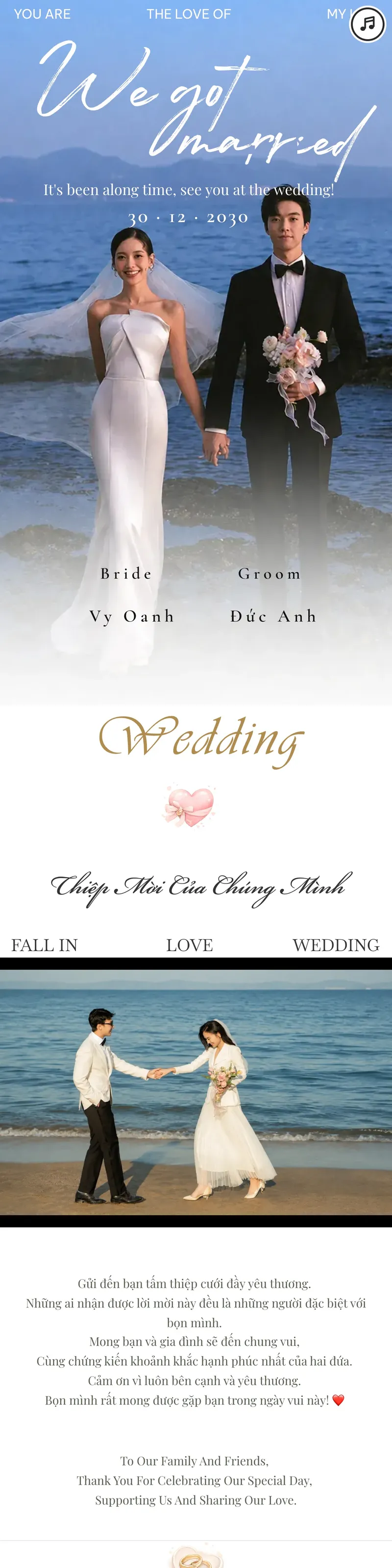 Thiệp cưới biển xanh — We Got Married