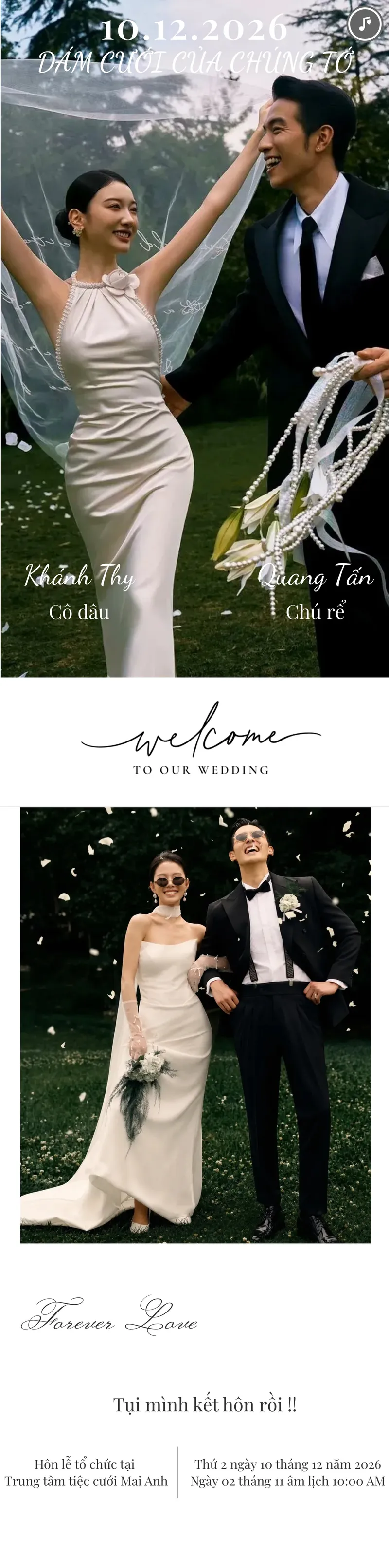 Thiệp cưới Forever Love — ảnh ngoại cảnh