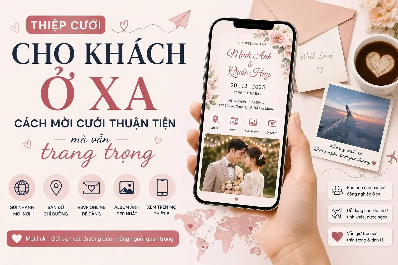 Thiệp cưới cho khách ở xa: Cách mời cưới thuận tiện mà vẫn trang trọng