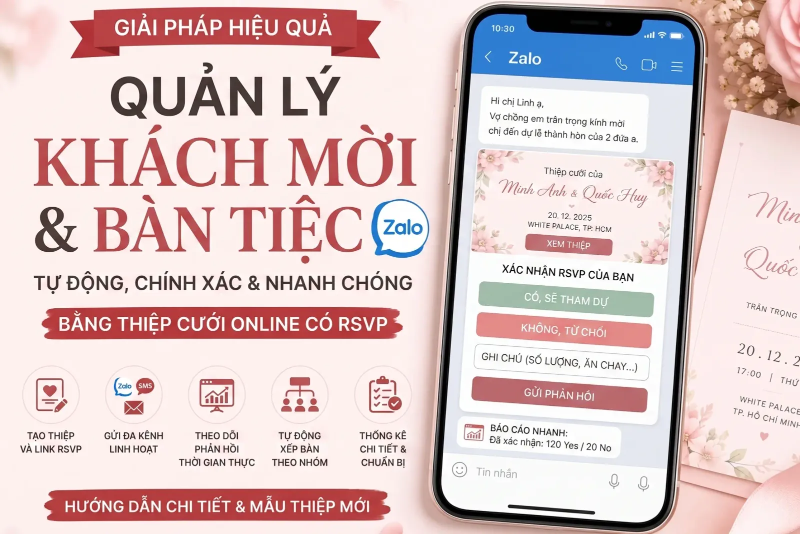 Thiệp cưới online có RSVP: Cách quản lý khách mời và số lượng bàn tiệc dễ dàng hơn