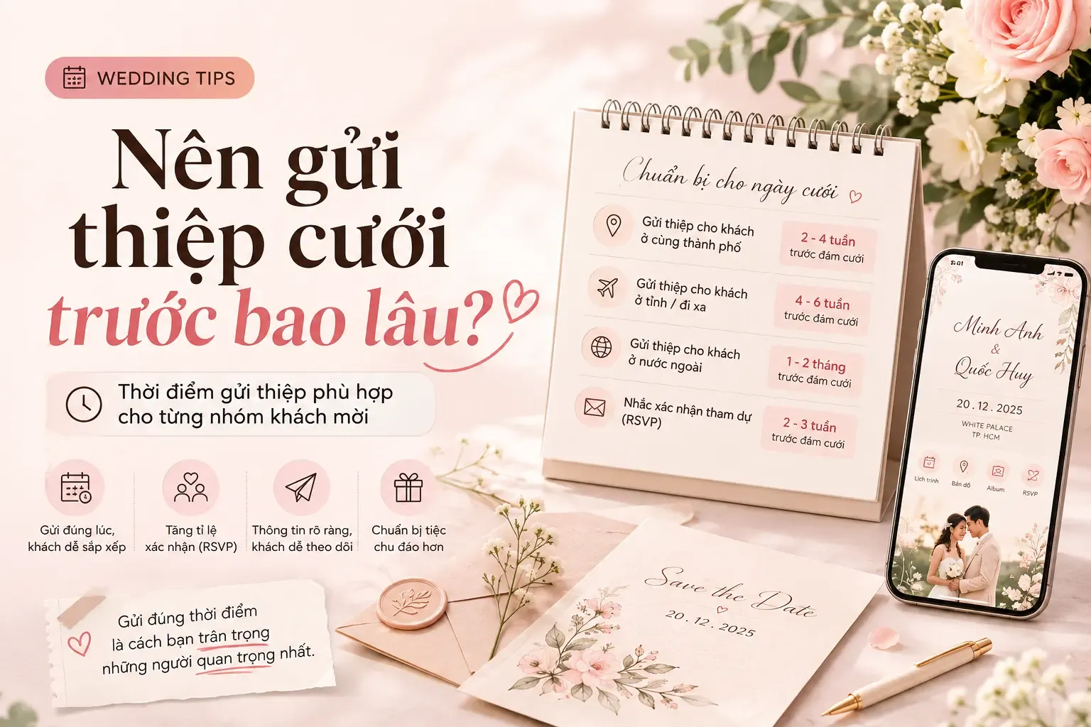 Nên gửi thiệp cưới trước bao lâu? Lịch gửi thiệp chi tiết