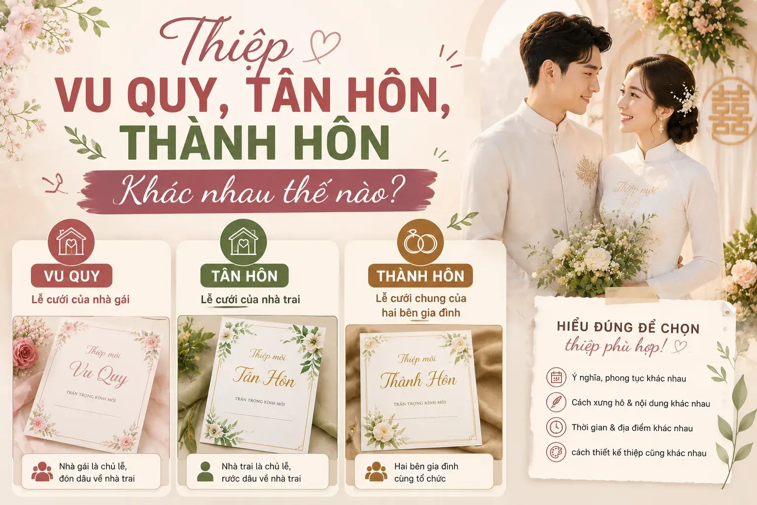 Thiệp Vu Quy, Tân Hôn, Thành Hôn Khác Nhau Thế Nào?