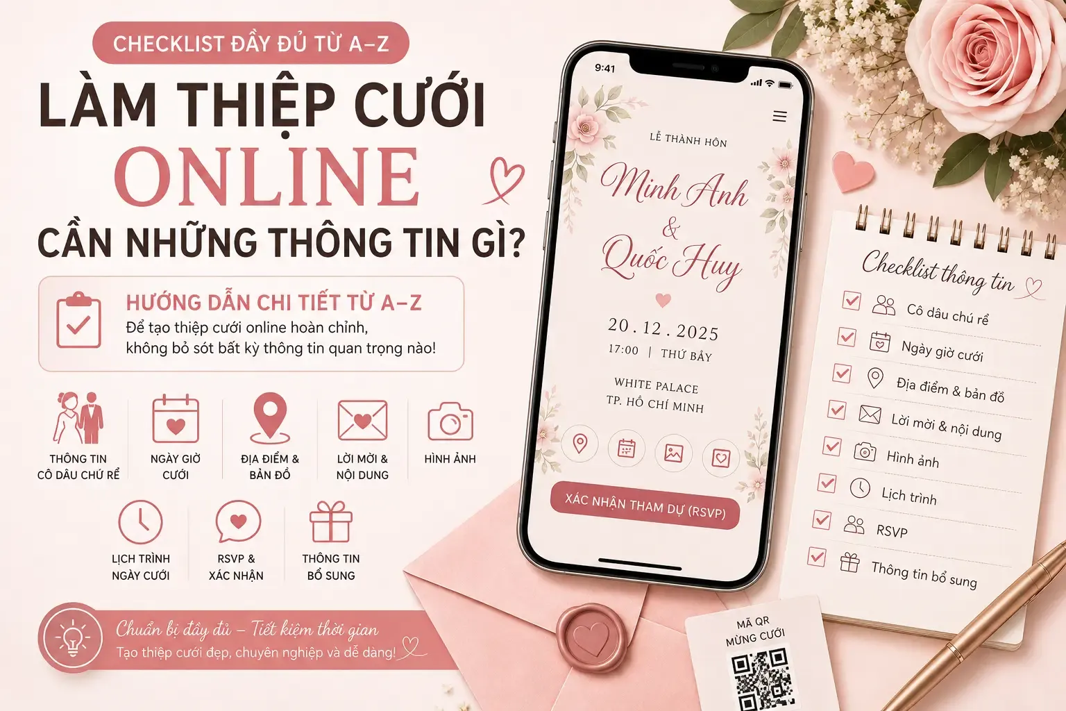 Làm thiệp cưới online cần những thông tin gì? Checklist đầy đủ từ A–Z
